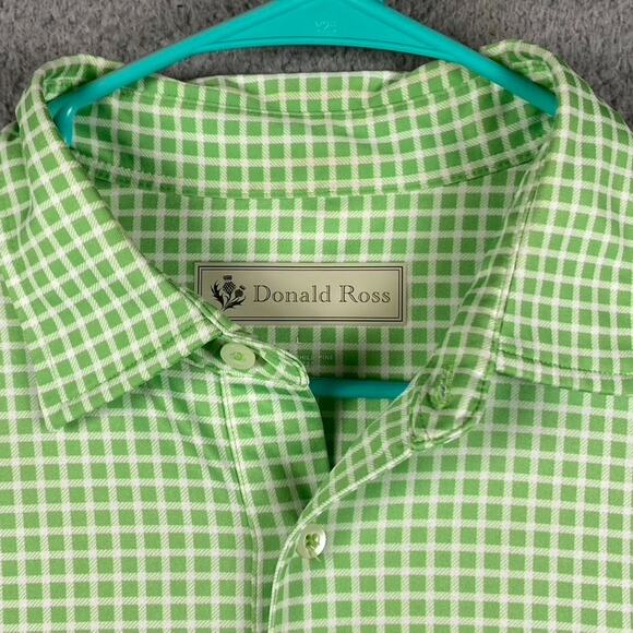 Donald Ross Performance Golf Polo Shirt Men's L Green Geometric Wicking Stretch - Picture 1 of 10